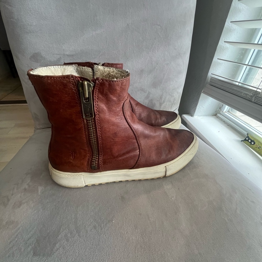 Frye Brown Leather High-Top Sneakers comfort shoes - Picture 2 of 7